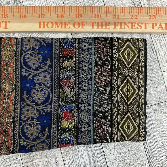 Chicos Design Jacket 2/L Patchwork‎ Ribbon Striped Metallic Tapestry Art to Wear - Picture 9 of 9